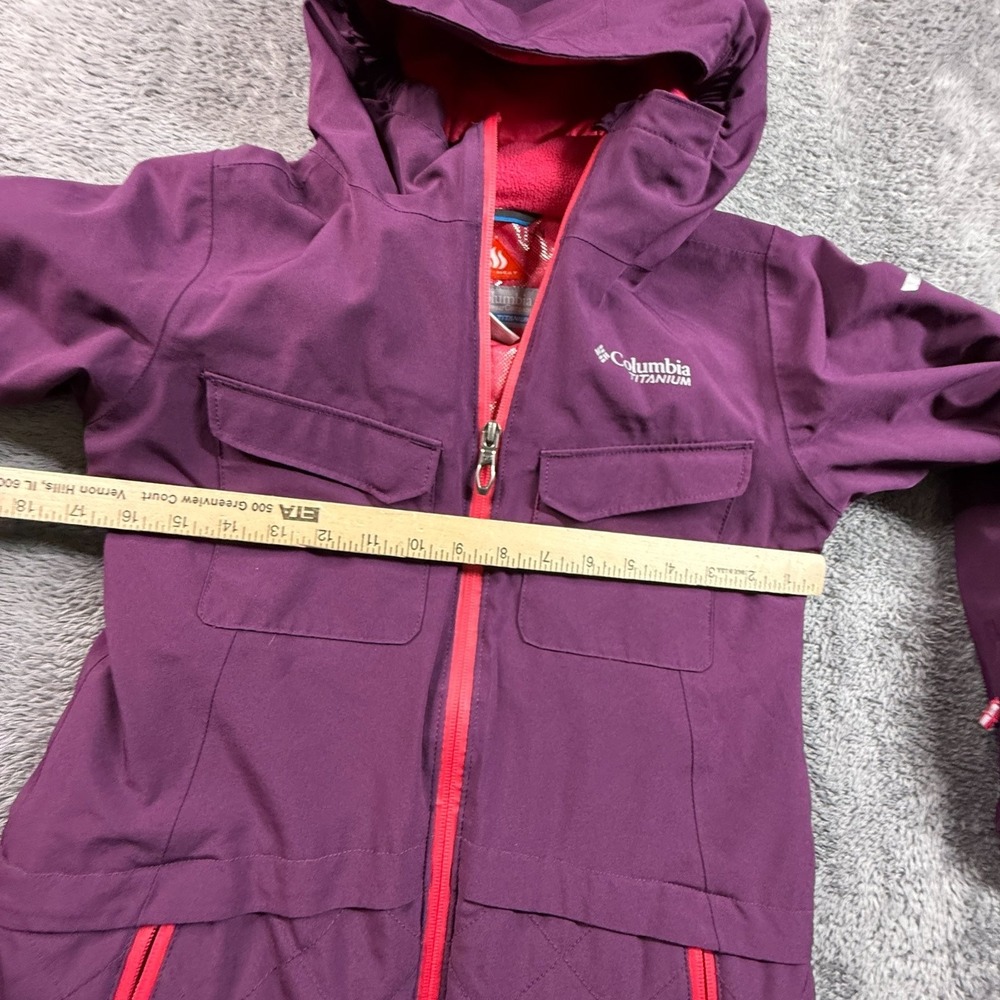 Columbia Titanium Girls M Purple Hooded Ski Rain Jacket Lined Insulated Omni - Picture 9 of 10